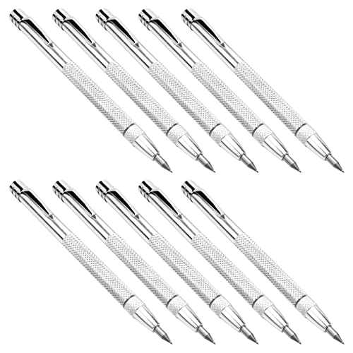 Xiniy Rotulador de Carburo de Tungsteno de 10 Piezas con ImáN BolíGrafo de Grabado de Aluminio con Clip para CeráMica Vidrio MáRmol