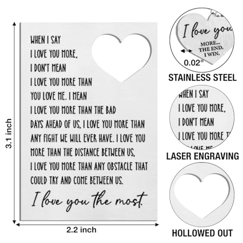 Romantic Gifts for Men Husband Boyfriend, Birthday Christmas Sentimental Anniversary Card Gift for Him, When I Say I Love You More Metal Engraved Wallet Insert Card2