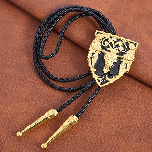 Image of HUABOLA CALYN Native American Bolo tie Rodeo Cowboy Leather Necktie Western Bolo ties for Men Women Necktie for Concert Fans