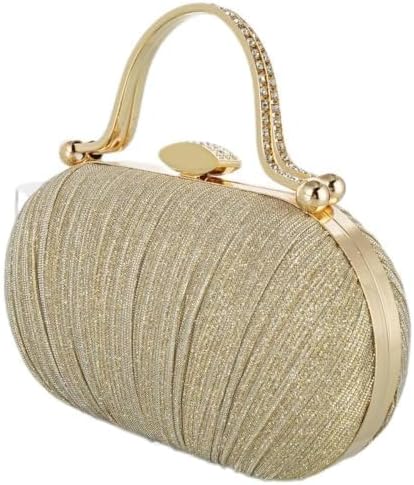 Simcat Women Gold Clutch Purses Glitter Evening Handbag Pleated Evening Bag for Lady Formal Bridal Wedding Prom