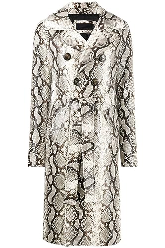 Snakeskin Double Breasted Coat～Leather Coats for Women～Womens Patterned Coats～Leather Trench Coat Women