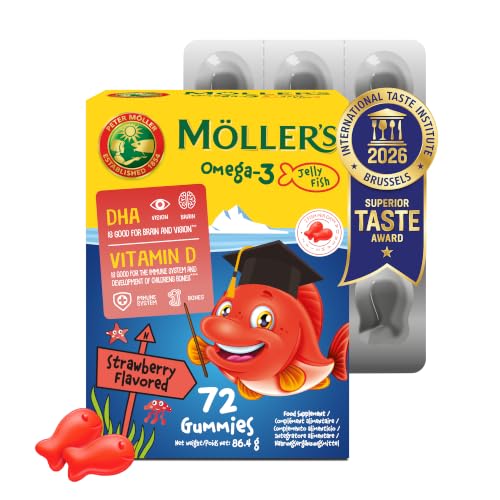Möller's Omega 3 Kapseln für Kinder | Natürliche Omega 3 Fischtran mit Erdbeergeschmack | Mit DHA und EPA | Leicht zu kauen | Ohne Gluten… – Ansicht 1