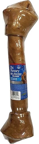 Pet Factory 100% hecho en Estados Unidos piel de res de 15 pulgadas con hueso anudado para masticar, sabor a pollo, 1 unidad1 paquete