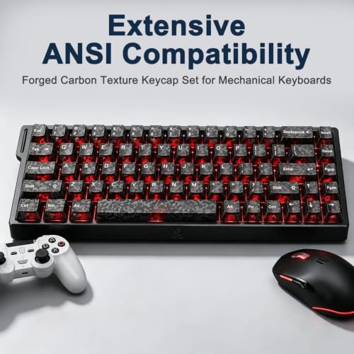 Image of ZORBES 136 Key Forged Carbon Texture Keycap for Mechanical Gaming Keyboard | Cherry Profile Side Printed Font Keycap Set Compatible with Mechanical Keyboard