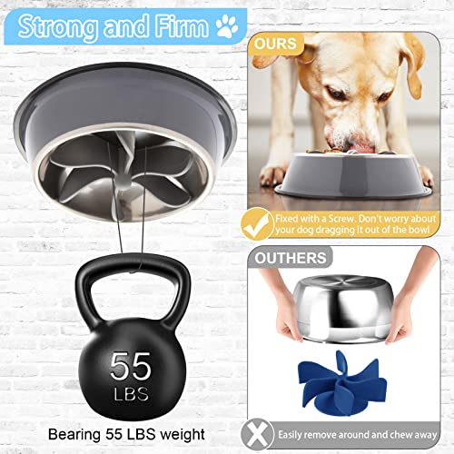 Detachable Slow Feeder Dog Bowl, Stainless Steel Dog Bowl With Silicone Blade Screw Slow Feeder Insert For Large Breed Medium Dog And Cat, Easy For Cleaning #TOP3