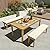 Wisteria Lane 3 Pieces Acacia Patio Dining Set for 4, Patio Dining Table and Chairs Set with Cushion, Modern Outdoor Dining Furniture Set for Lawn Backyard Garden Deck, Beige