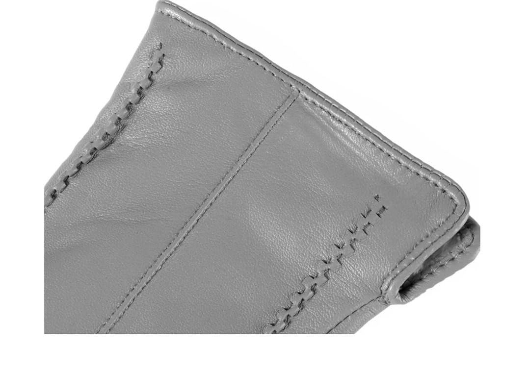 Guantes de cuero de invierno para mujer, color gris claro, 9 guantes de invierno cálidos, guantes simples de piel de oveja, azul oscuro, 8.5, azul oscuro, 8.5