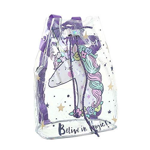 Ahomi Impression Imperméable Sacs à Dos Femmes PVC Transparent Grand Sac à Dos (Violet)