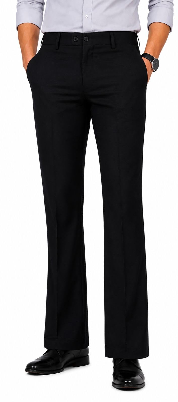 Men’s Bootcut Formal Trousers | Solid Mid Rise Stretch Office Wear Pants | Premium Smart Fit Dress Pant | Cream-picture-33