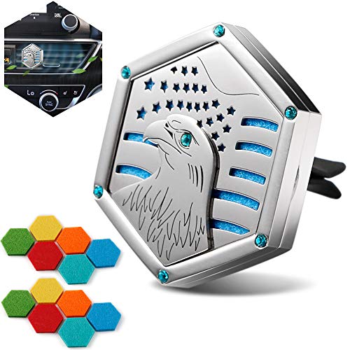 Large Car Diffuser Vent Clip Decoration,Aromatherapy Car Diffuser Essential Oil American Bald Eagle with 12 Felt Pads