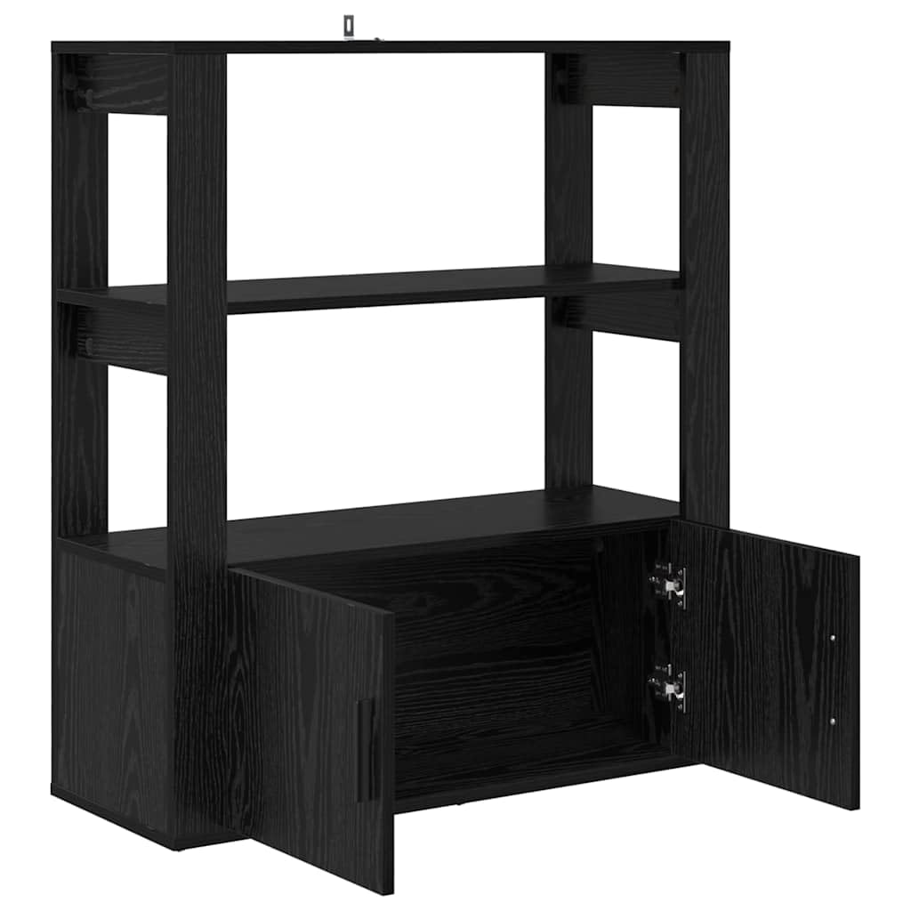 vidaXL Vitrina Roble Negro 30 x 80 x 90 cm Madera contrachapada, Salón Elegante, aparador Rectangular Moderno, Almacenamiento en Madera, Mueble Decorativo Funcional para Interiores