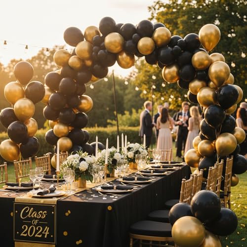 Image of RUBFAC Black Balloons, Party Balloon 12 Inch for Graduations Party Decorations, Black History Month, Birthday, Wedding, Baby Shower, Graduation Decorations, 65pcs