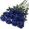 Amazon.com: Blue Fake Roses Artificial Flowers - 10 Pcs Fake Artificial ...