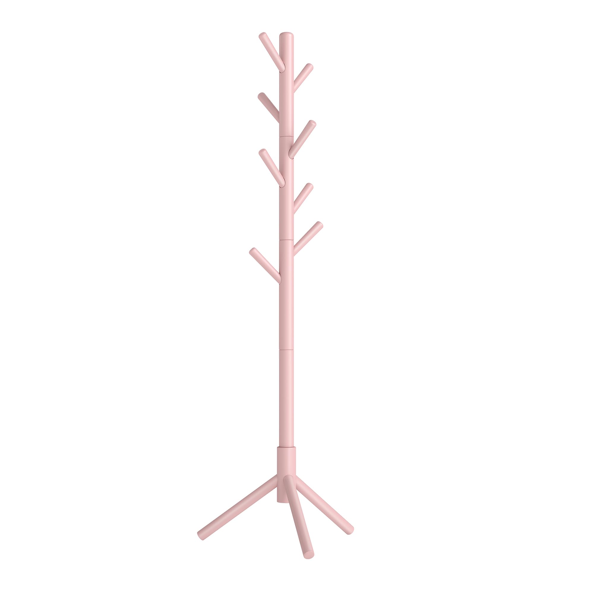 VASAGLE Solid Wood Coat Rack, Free Standing Tree-Shaped Coat Rack with 8 Hooks, 3 Height Options, for Clothes, Hats, Bags, Living Room, Bedroom, Home