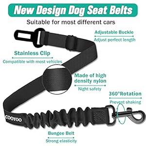 Cooyoo dog seat belt3 piece set retractable dog car harness adjustable dog seat belt for vehicle nylon pet safety seat belts heavy duty  elastic   cucciolini doodles