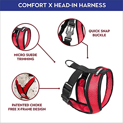 Gooby Comfort X Head in Harness Red, Medium No Pull Small Dog Harness, Patented ChokeFree X