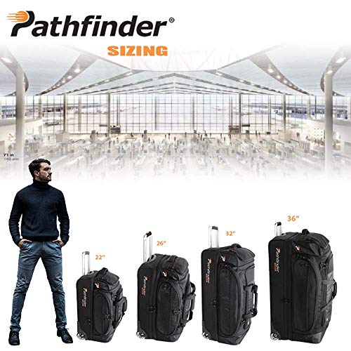 Pathfinder Gear 36 Inch Rolling Drop Bottom Duffel, Black, One Size