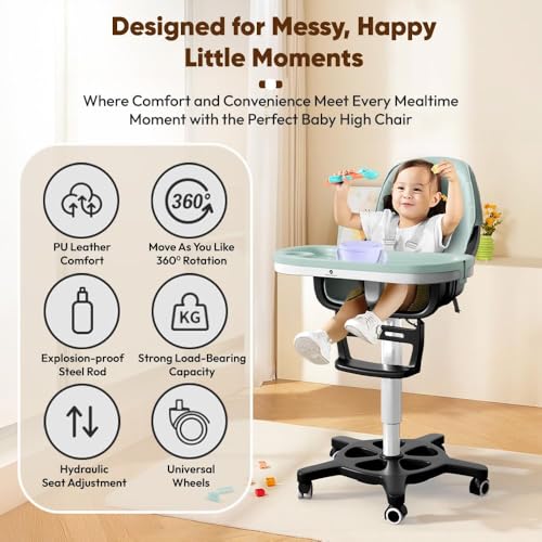 Image of StarAndDaisy Little Nest Baby High Chair /Study Chair /Multifunctional Baby Chair for 6 Months to 6 Years Girls & Boys, Height Adjustable, Detachable Tray & One-Hand Adjustable - Blue