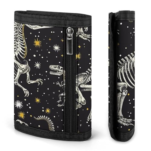 Dinosaur Skeleton Pattern Trifold Wallet for Men - Money Clip Slim Wallets with Multiple Card Slots Minimalist Small Front Pocket Wallet for Everyday Carry3