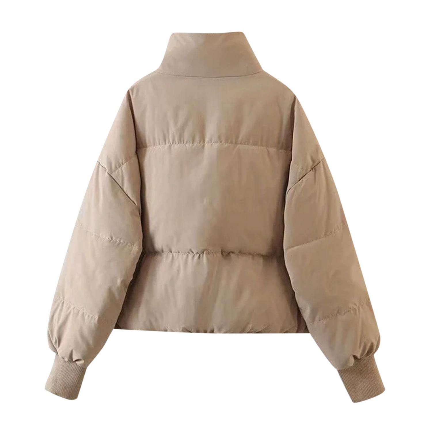 Piumino da donna, leggero, invernale, caldo, con chiusura lampo, per il tempo libero, traspirante, antivento, giacca trapuntata, giacca softshell, cachi, M