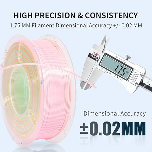 Image of RAMBERY 3D Printer Filament 1KG Silk Rainbow PLA Filament Fast Color Change Toughness Upgraded 3D Printing Filament, 1.75mm 1kg(2.2lb), Pink Yellow Green
