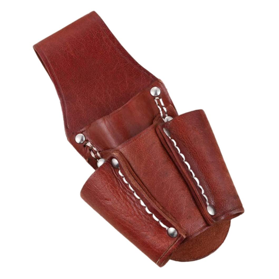 Ameble Brown Tool Belt Bag Leather Heavy Duty Tool Pocket Pouch With 4 Pockets For Electrician, Carpenter And Repair Work, Professional Waist Organizer For Workshop Use