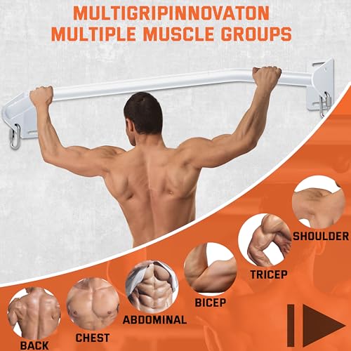 HWOOUSA Pull Up Bar Wall Mounted-Heavy Duty Joist Mounted Pull Up Bar-Premium Strength Training Pull-Up Bars-Fast and Easy Installation for Home and Garage Use,Supports up to 600 Lbs (White) by HWOOUSA - Image 7