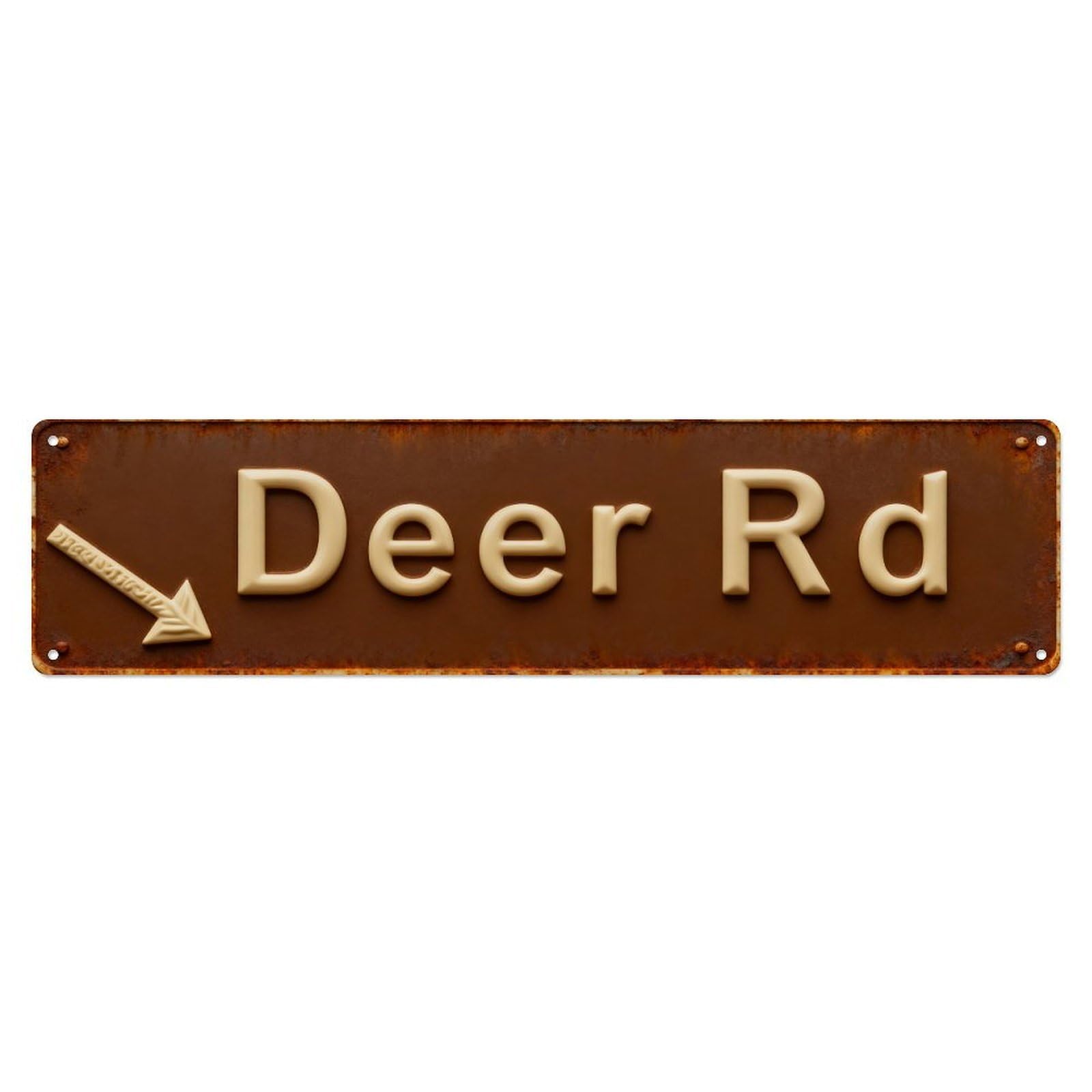 Brown Sign With White Text And Arrow Metal Tin Sign Plaque