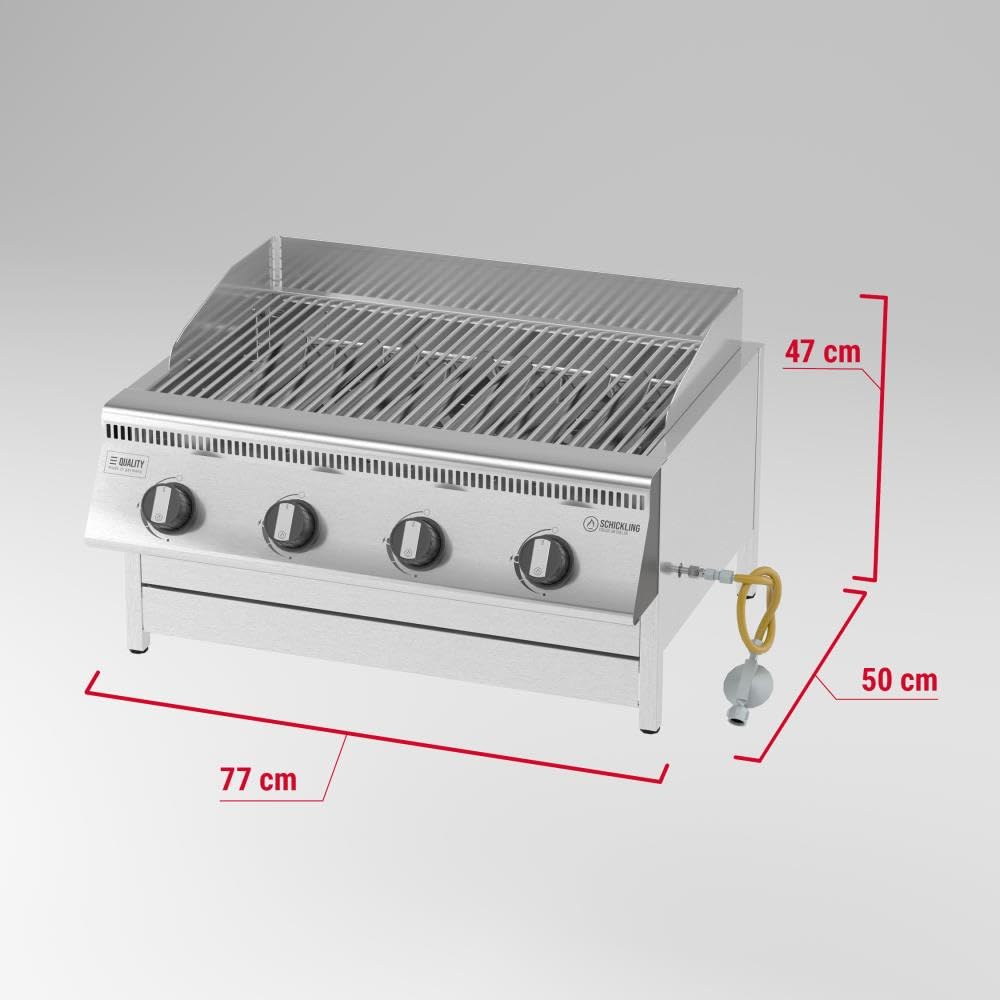 Einbau Gasgrill "Hermann XL - Basic" Einbaugrill für Outdoor Küche Grillküche – Gasgrill 100% aus Edelstahl – Fettwanne mit Frontauszug – 4x5kW Brenner – Made in Germany – Direkt vom Hersteller