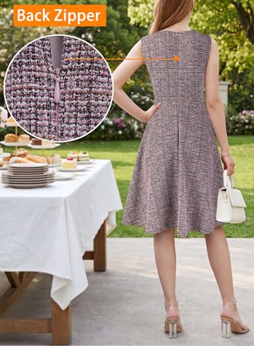 Image of VFSHOW Womens Front Zipper Work Office Business Casual Church A Line Dress | Sleeveless, Elegant Professional Career, Slim Fit and Flare Skater Dresses