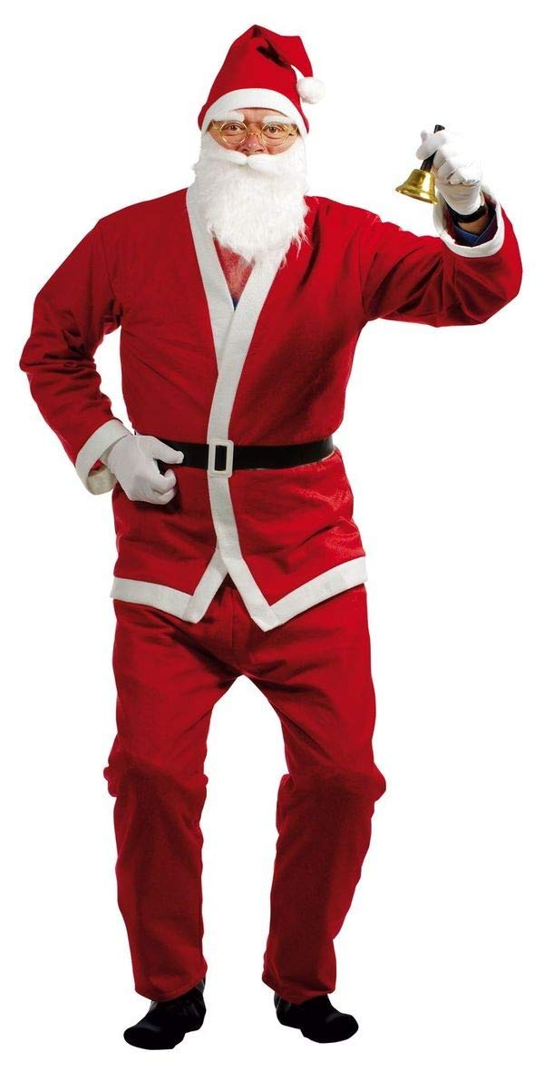 P'TIT CLOWN - 12073 - Costume Père Noël Adulte - Santa Claus - Manteau Avec Capuche, Ceinture, Barbe - Déguisement Fêtes De Fin D'Année, Christmas