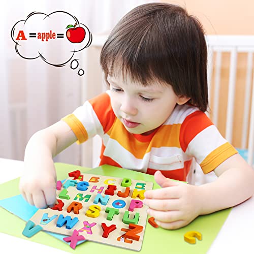 Humerry Wooden Alphabet Puzzle for Toddlers, Chunky ABC Puzzles Board Educational Toys for Kids, Preschool Learning… - Image 4