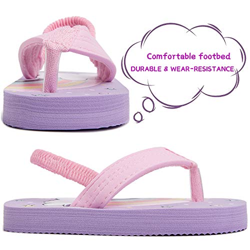 Image of Boys Girls Strap Flip Flops Sandals Cute Cartoon Unicorn Shark Toddler Flip Flop Kids Pool Beach Flat Slide Summer Water Shoes
