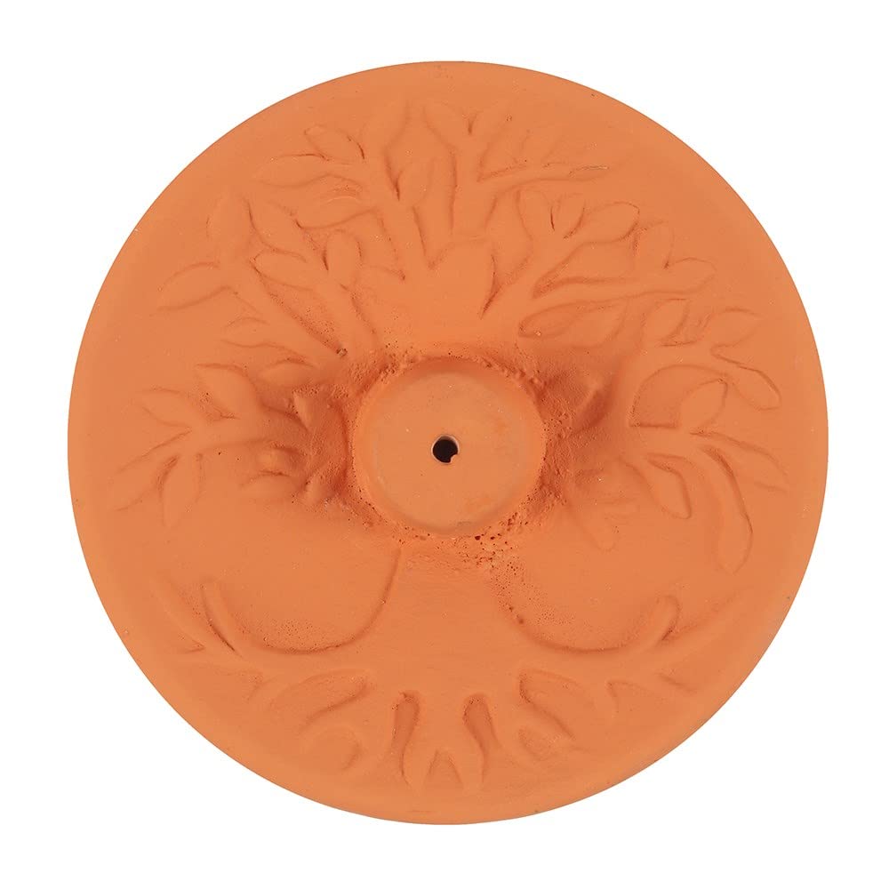 Spirit Of Equinox Multicolor Something Different Tree Of Life Terracotta Incense Plate, Multicoloured, Single