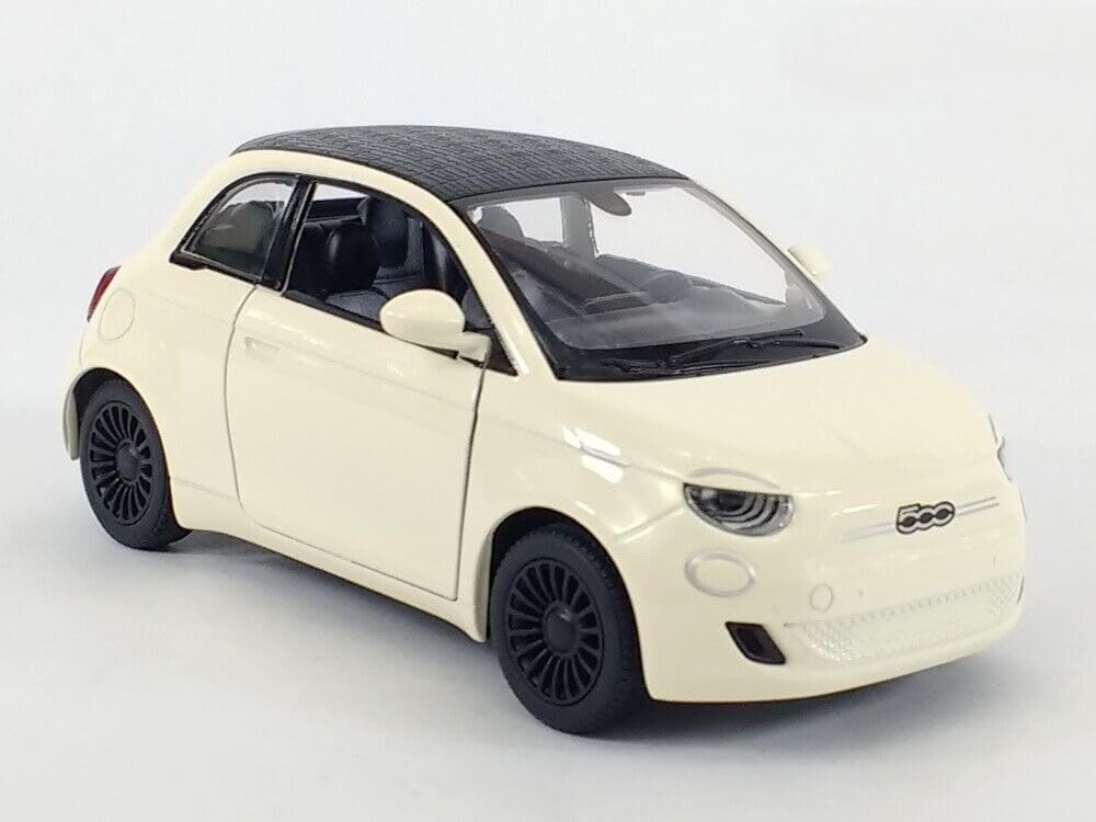 Easy Toys Model Car Compatible with Fiat 500e Pastel. Scale Toy Car with Opening Doors. Car modeling. (500e cream)