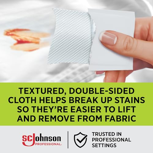 Image of SC Johnson Professional Shout Wipe and Go Stain Remover Wipes, 144 Count | Portable double-sided textured wipes for makeup, coffee, juice and wine stains; 12 pouches of 12, 144 wipes