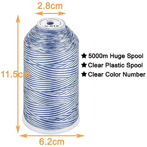 Image of New brothread - Single Huge Spool 5000M Each Polyester Embroidery Machine Thread 40WT for Commercial and Domestic Machines - Variegated Color-V-017