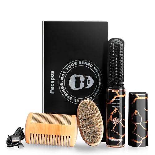 Set inalámbrico de alisador de barba eléctrico recargable miniatura 1