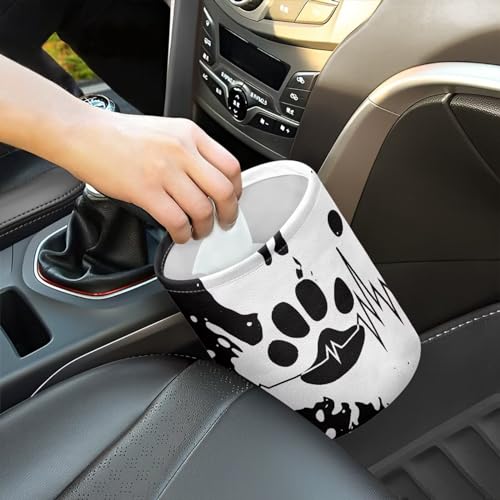 Image of Dog Paw Black Tie Dye Car Trash Can Collapsible Portable Car Garbage Bin for Car Front Seat, Back Seat, Floor, Headrest Rubbish Bin Universal Fit
