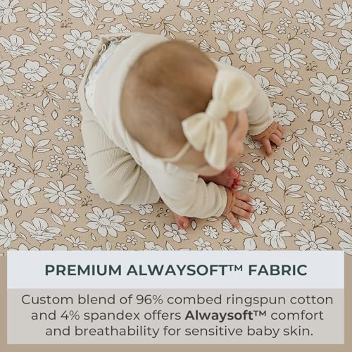 Image of Pobibaby 2 Pack Changing Pad Covers for Girls - Premium Cotton Blend Baby Diaper Changing Table Cover, Soft Breathable Girl Nursery Pad Sheets for Standard Pads 16x32 Newborn Bedding (Meadow)