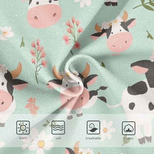 Wusikd Cute Cow White Girls' Underwear Cotton Flowers Leaves Girls Briefs Soft Toddler Underwear 2T3