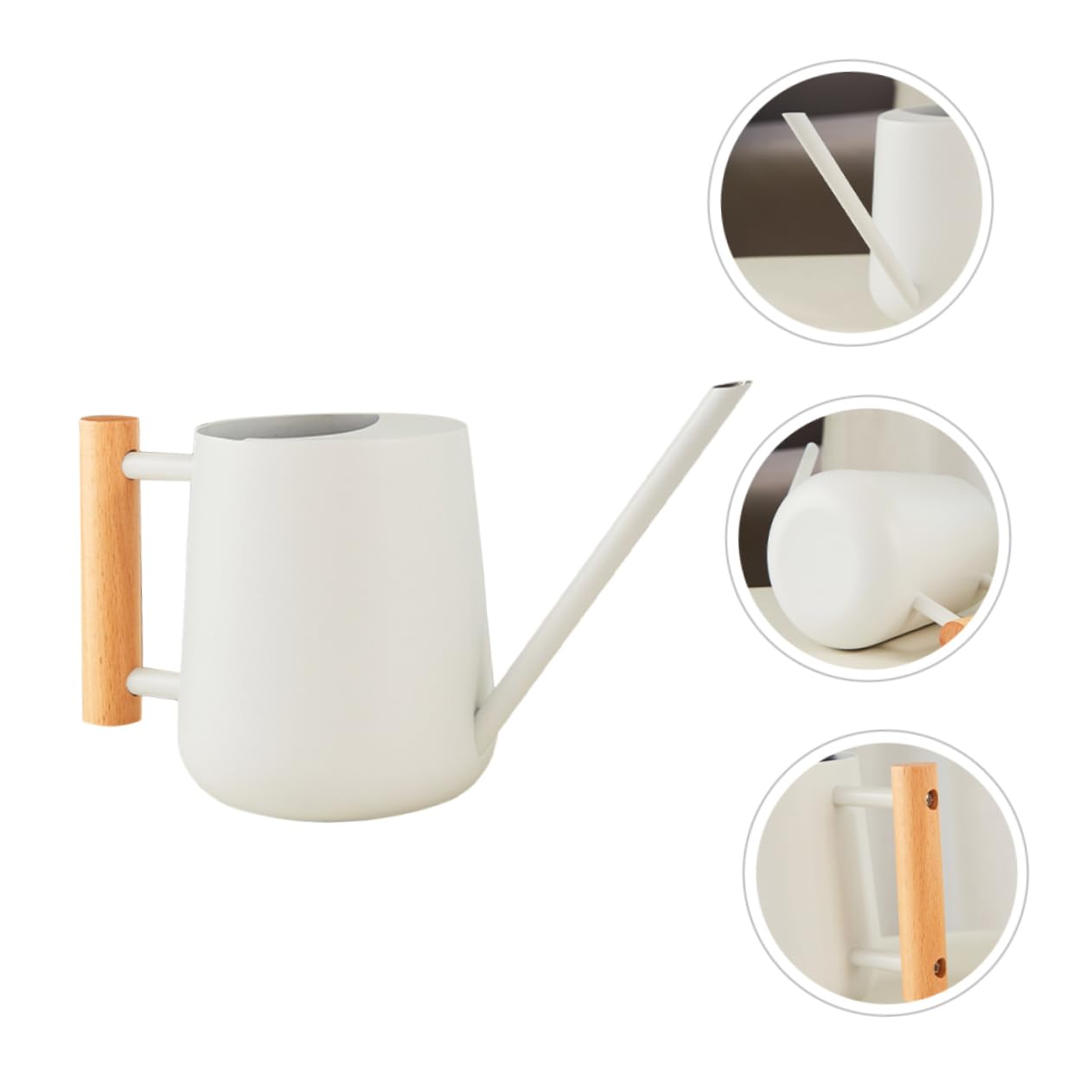 TOYANDONA Gießkanne für Schonendes Gießen mit Langem Ausguss 900ml aus Edelstahl und Holzgriff Robuste Blumengießkanne Praktisches Gartenzubehör für Zimmerpflanzen