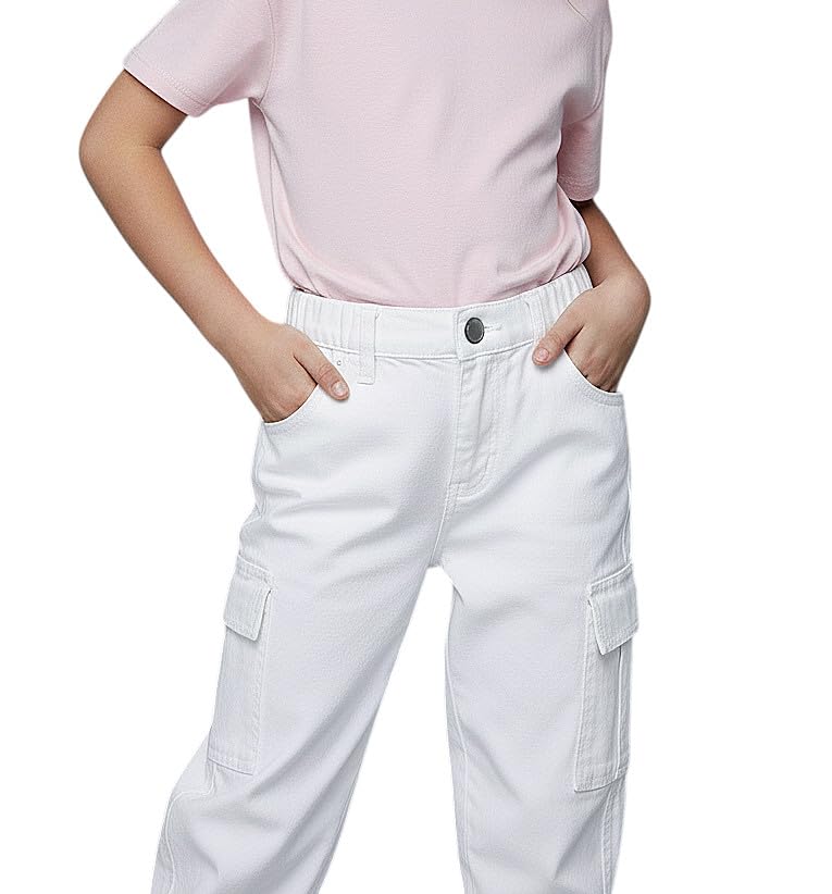Image of Amazon Brand - Jam & Honey Girls Cotton Rich Jogger Jeans | Elasticated Waistband Cargo Jean | Jeggings | Age 2-13 Years