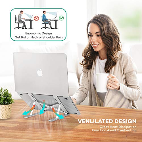 LEHOM-Laptop-Stand-Holder-for-Desk-Adjustable-Portable-Computer-Riser-Stand-Foldable-Aluminum-Notebook-Elevator-for-Mac-MacBook-Pro-Air-Lenovo-HP-Dell-More-10-to-156-inches-Laptops-Tablets