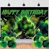 Green Hero Party Supplies5x3FT,Green Hero Backdrop,Cartoon Theme Happy Birthday Party Banner for Boys and Girls Cartoon Anime Party Decoration