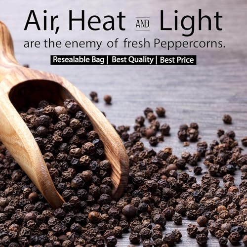 Image of The Spice Lab Black Tellicherry Peppercorns for Grinder, 1 lb Bag | Steam Sterilized Kosher Non-GMO All Natural Black Pepper - Packed in the USA - Resealable Bag for Pepper Mill Refill