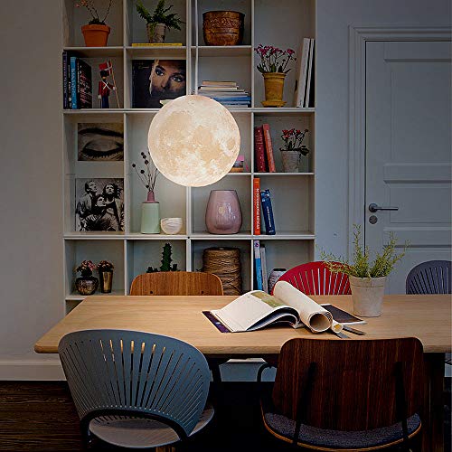 KRUIHAN Lampada Luna Soffitto,Lampada da Soffitto Sospesa,Lampada Plafoniera Luna,Lampadario a Sospensione Luna,Lampadari Camera Letto,Lampadari Cameretta Bambino,(Lampadina Non è Inclusa),22cm - Image 4