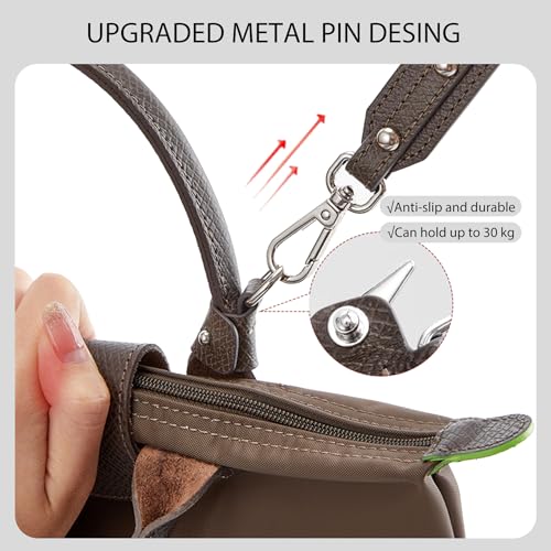 Image of 4 Buckles Purse Strap Replacement Compatible with Longchamp S /M Bag, Anti-Slip Leather Bag Straps Conversion Kit, Handbags Crossbody Shoulder Strap Adjustable for Women(Earth Gray)