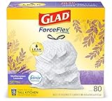 Glad Tall Kitchen Drawstring Trash Bags - OdorShield 13 Gallon White Trash Bag, Febreze...