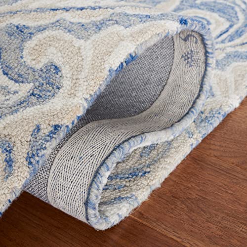 Tapete decorativo rectangular 2 x 3 pies azul e ivory miniatura 5